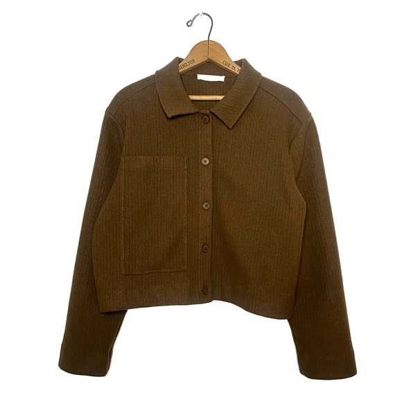OAK + FORT Jackets & Blazers - Oak + Fort | Brown Cropped Jacket
